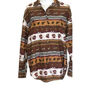 Copper Key Brown and White Button Down Shirt